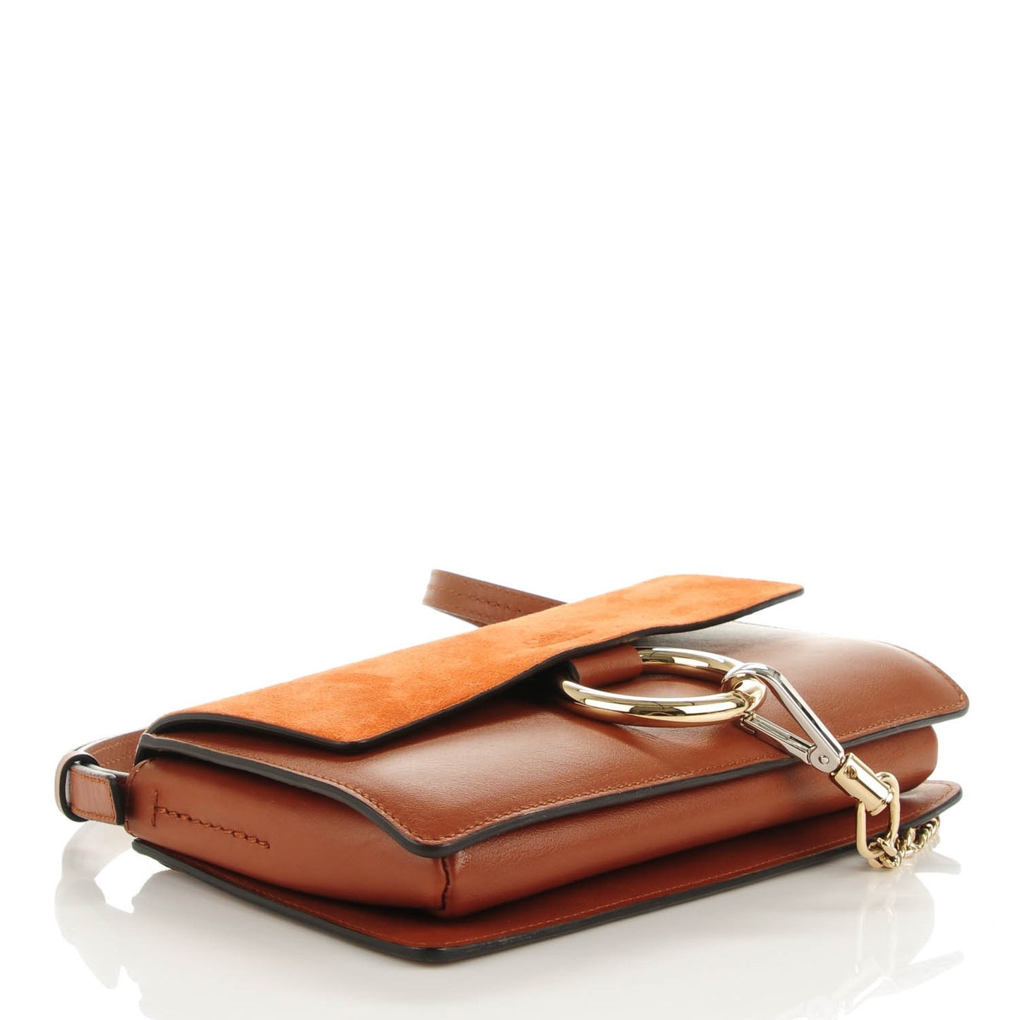 Suede Calfskin Small Faye Shoulder Bag Tobacco