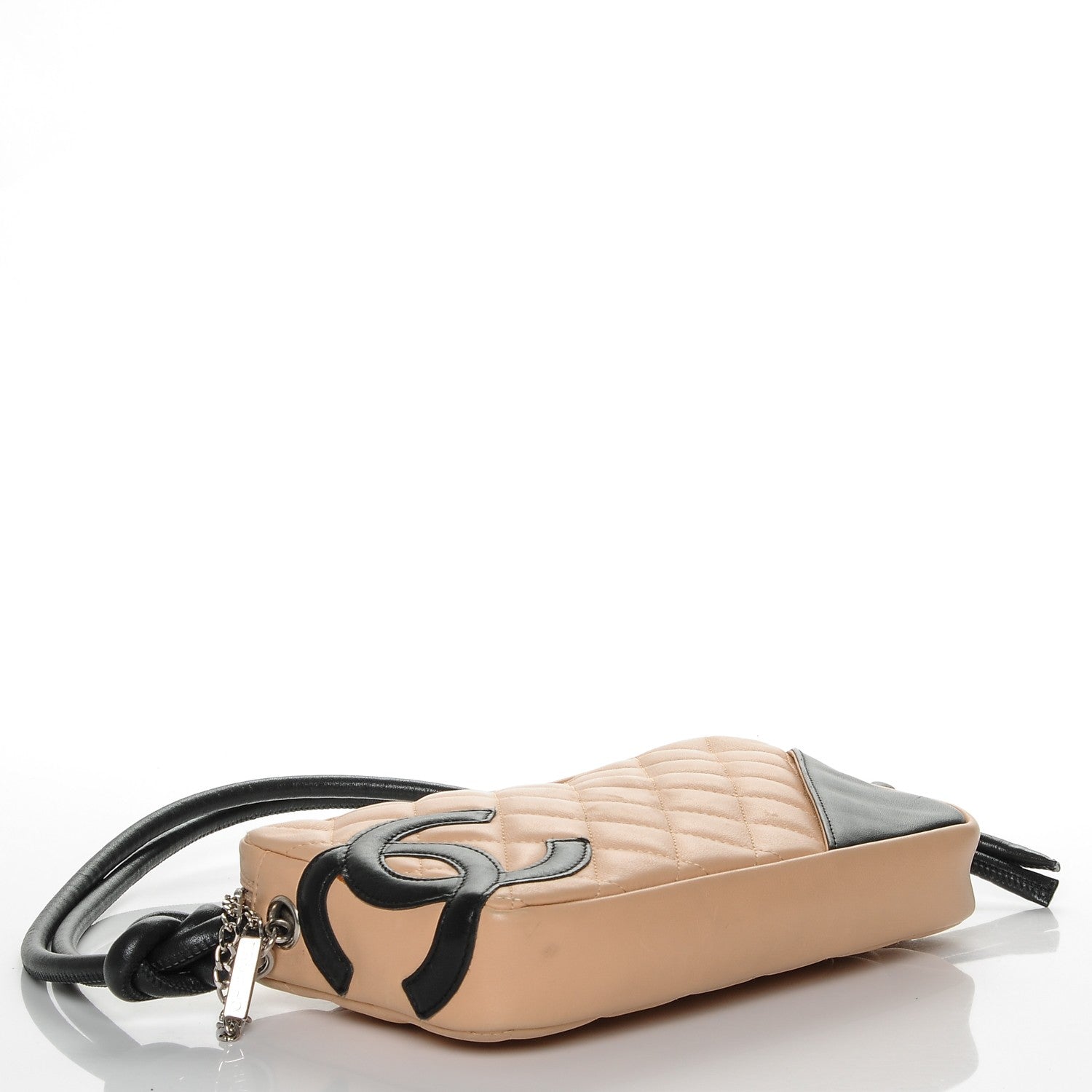 Chanel Calfskin Quilted Cambon Pochette Beige Black 4 of 8