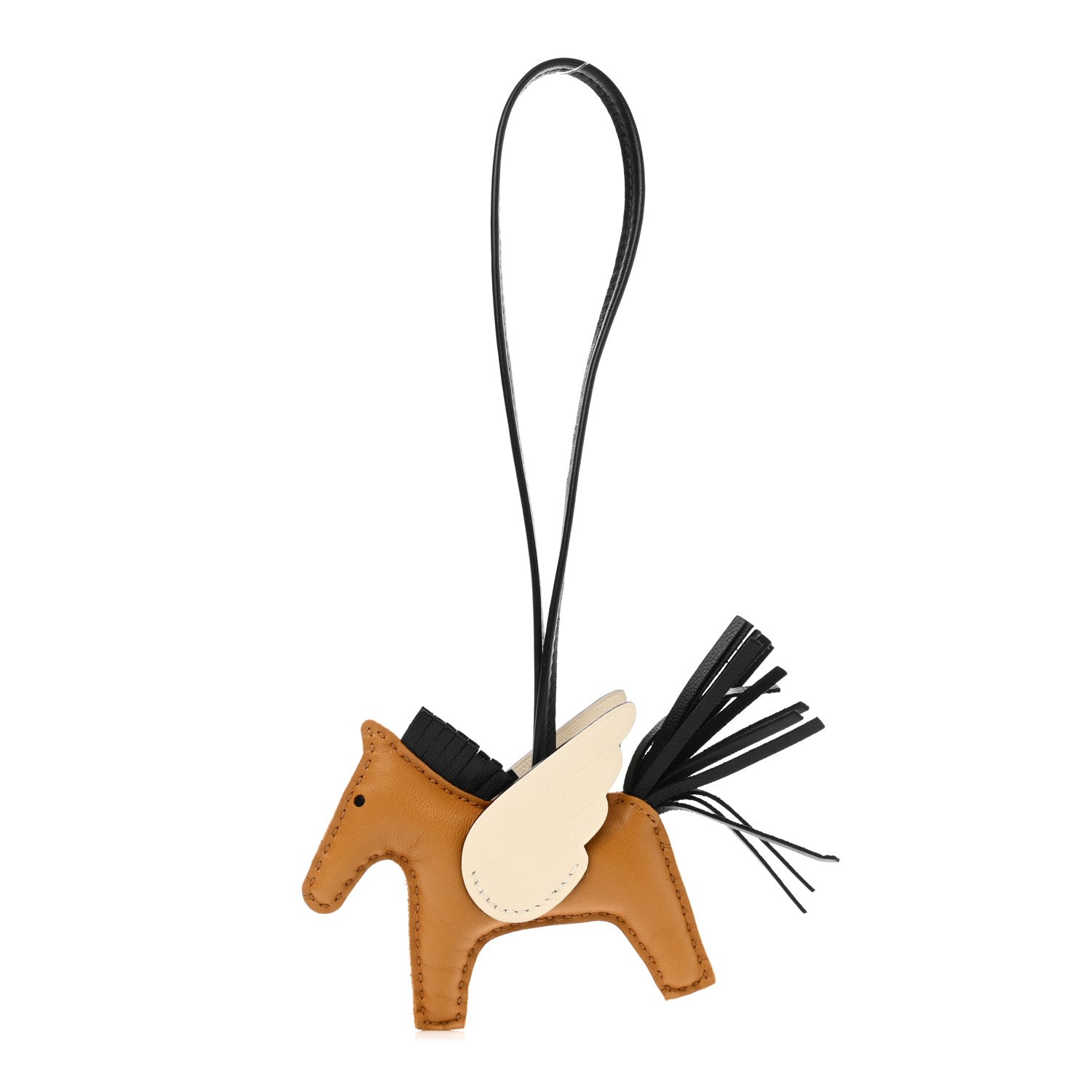 Hermes Milo Lambskin Grigri Rodeo Pegase Horse Bag Charm PM Sesame Black Nata 1 of 5