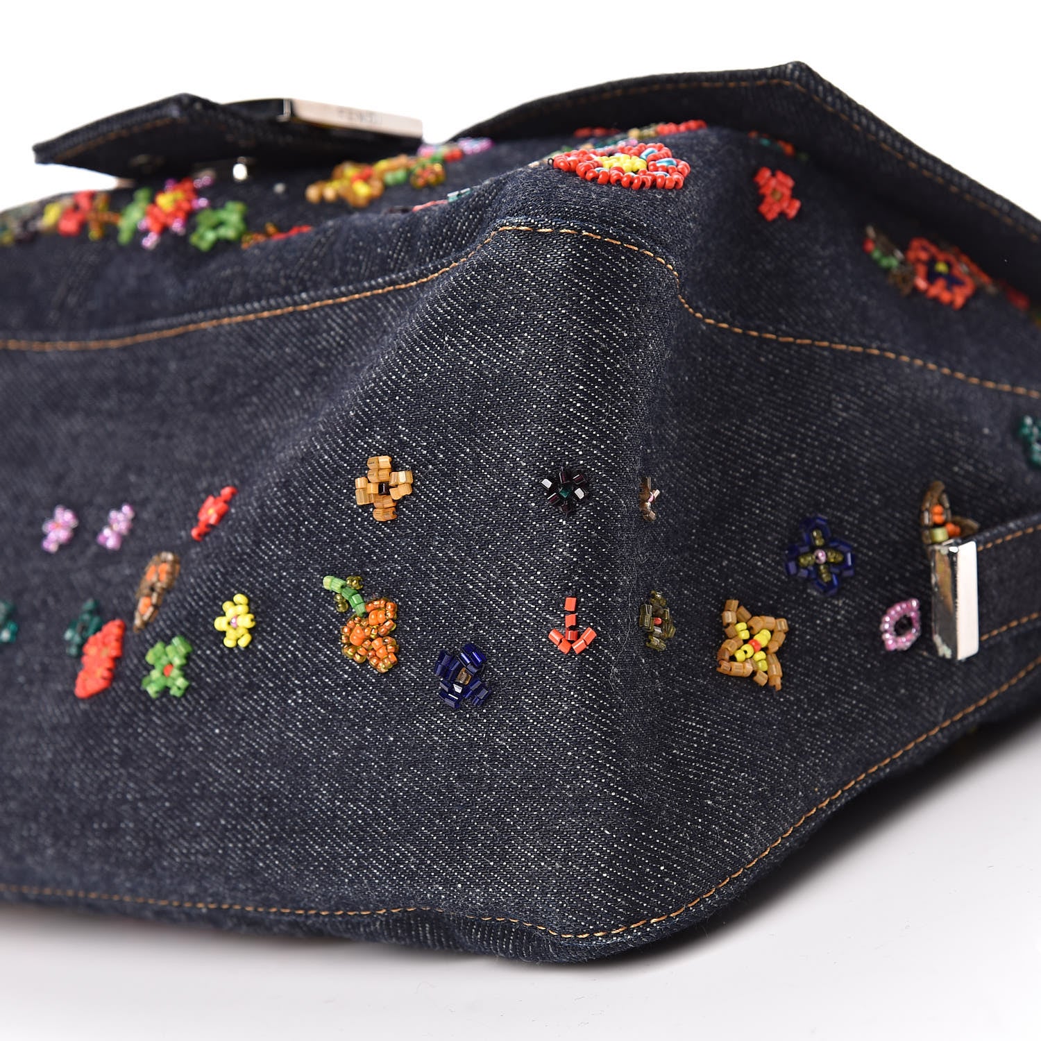 Fendi Denim Beaded Mama Baguette Blue 9 of 9