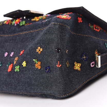 Fendi Denim Beaded Mama Baguette Blue 9 of 9