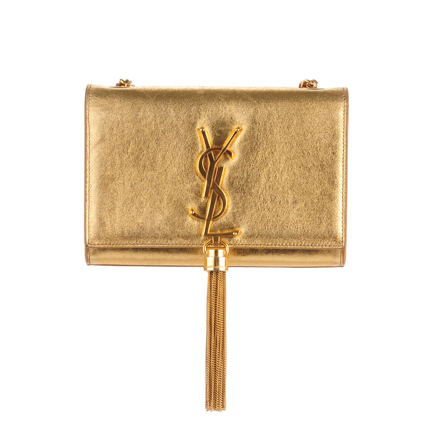 Saint Laurent Calfskin Small Classic Monogram Kate Tassel Satchel Gold 1 of 8