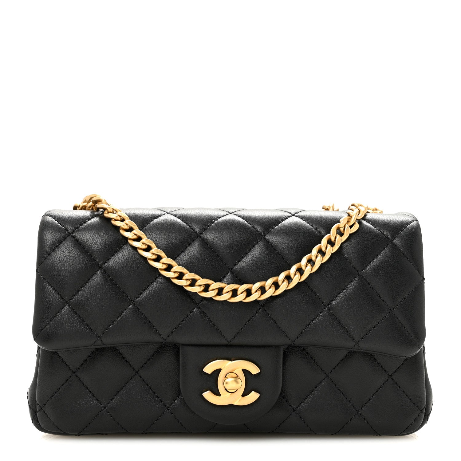 Chanel Lambskin Quilted Mini Rectangular Sweet Camellia Flap Black 1 of 10