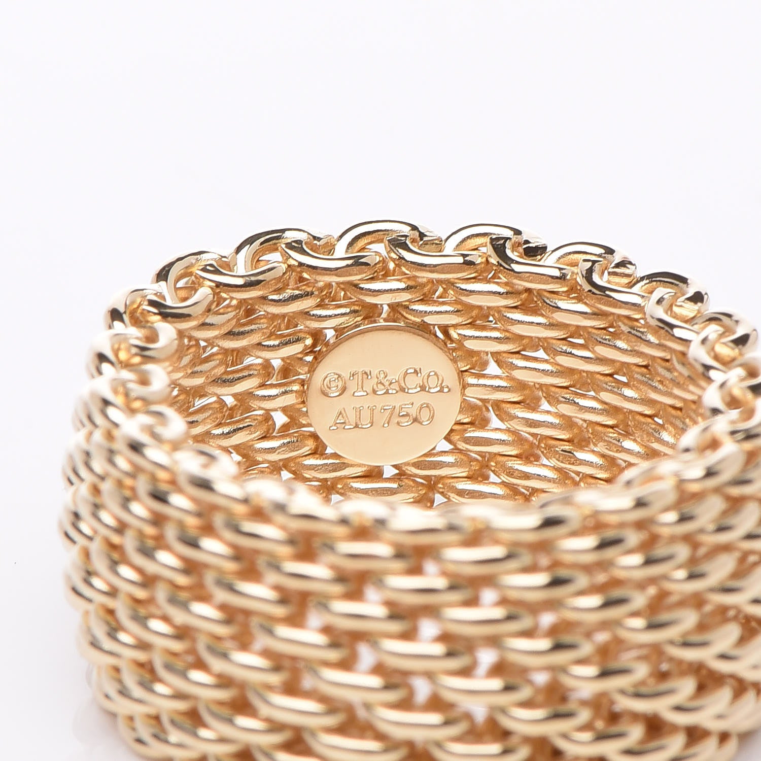Tiffany 18K Yellow Gold Wide Mesh Somerset Ring 53 6.5 4 of 5