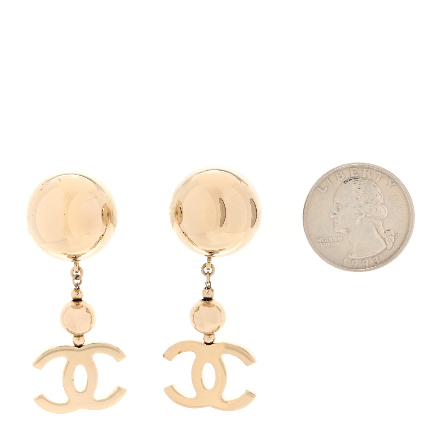 Chanel Metal CC Drop Earrings Gold 2 of 5
