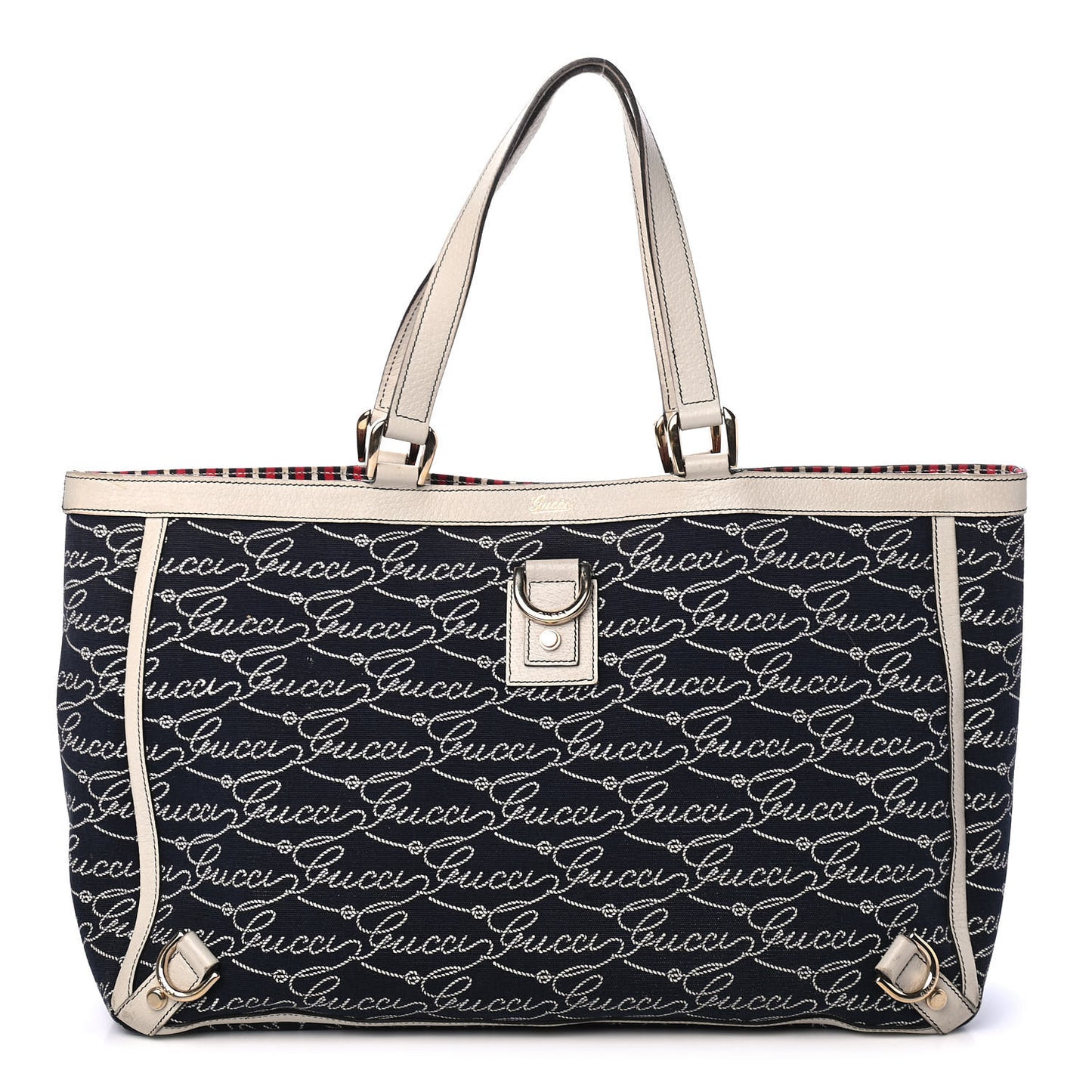 Canvas Print Large Abbey Tote Navy Off White