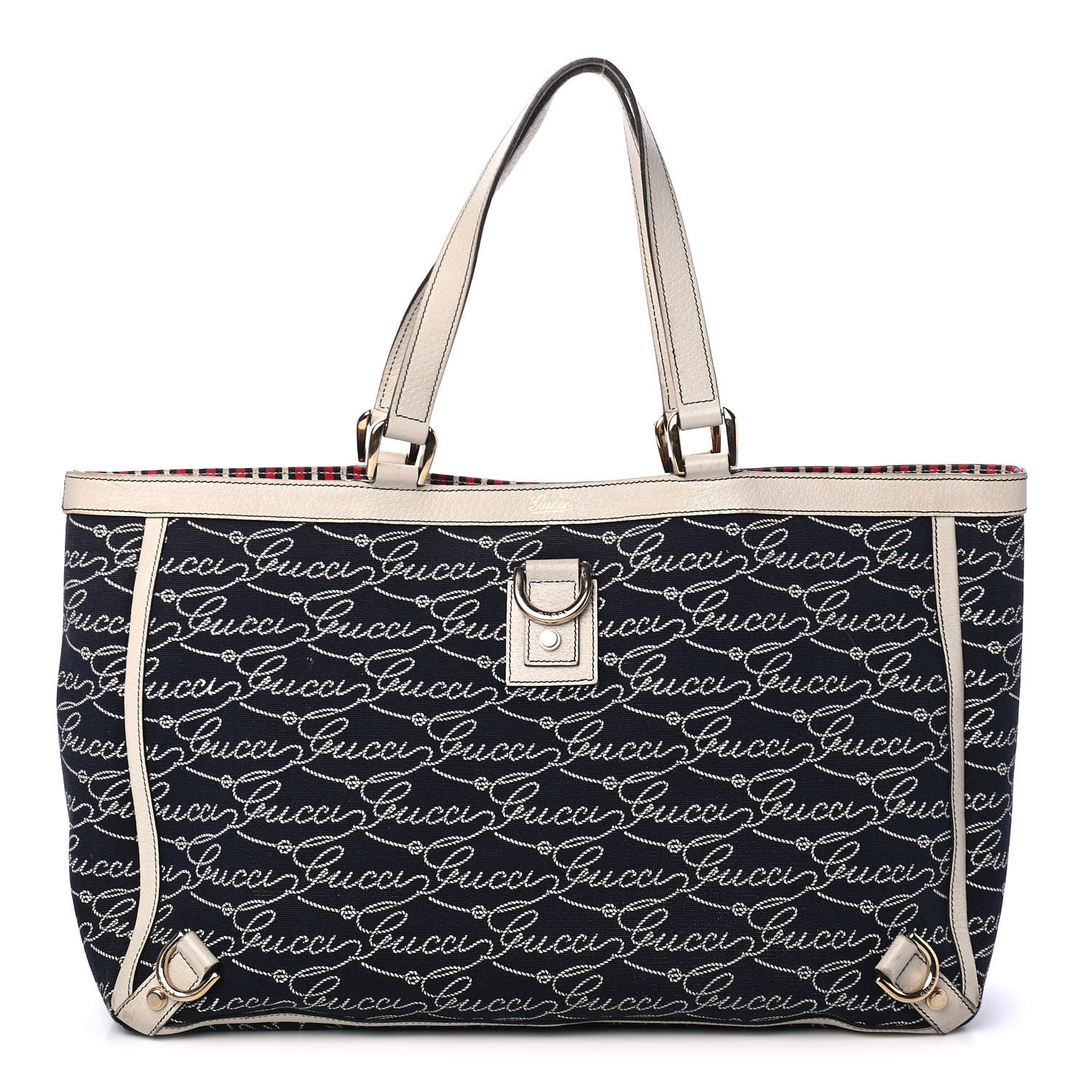 Gucci Canvas Print Large Abbey Tote Navy Off White 1 of 5
