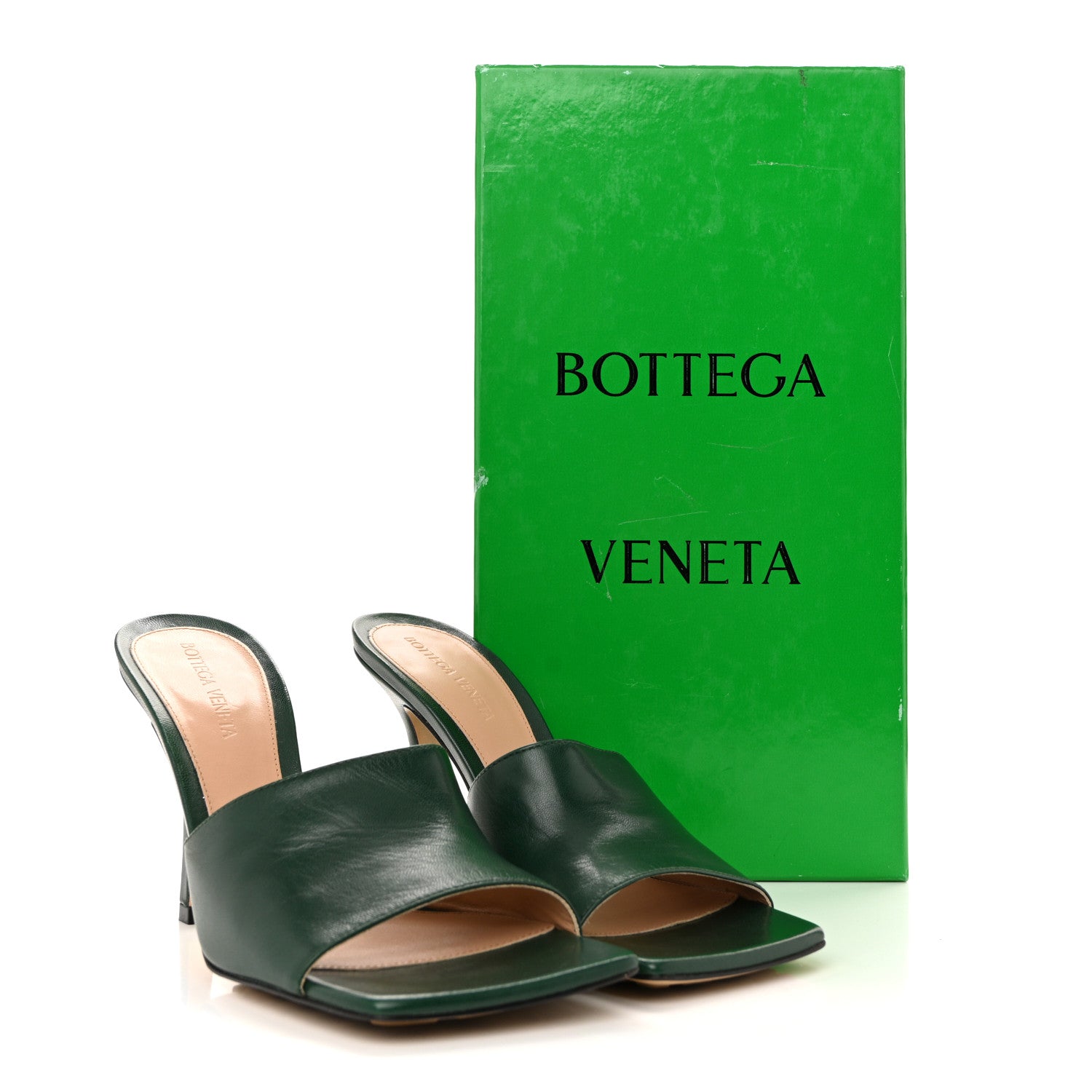 Bottega Veneta Lambskin Stretch Mule Sandals 38 Pine Green 1797949