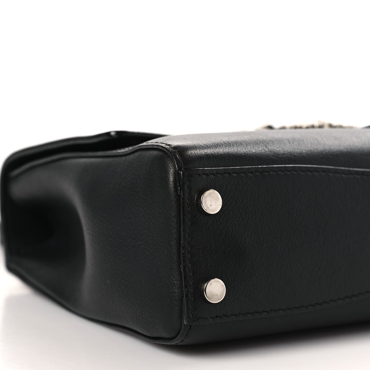 Calfskin Crystal Cheri Top Handle Bag Black