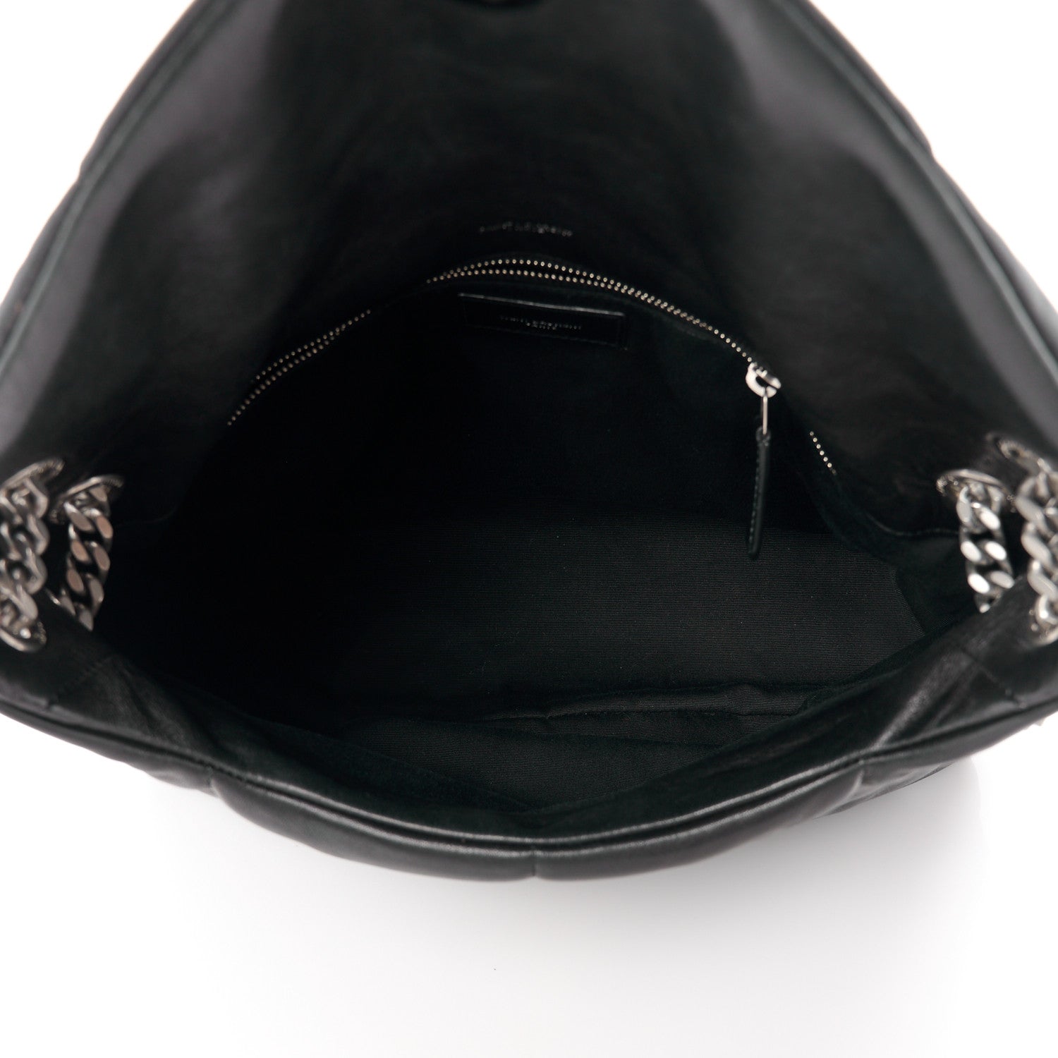 Saint Laurent Lambskin Quilted Medium Loulou Puffer Monogram Chain Satchel Black 6 of 12