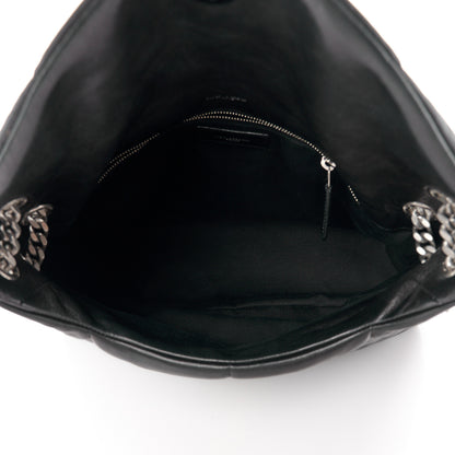 Saint Laurent Lambskin Quilted Medium Loulou Puffer Monogram Chain Satchel Black 6 of 12