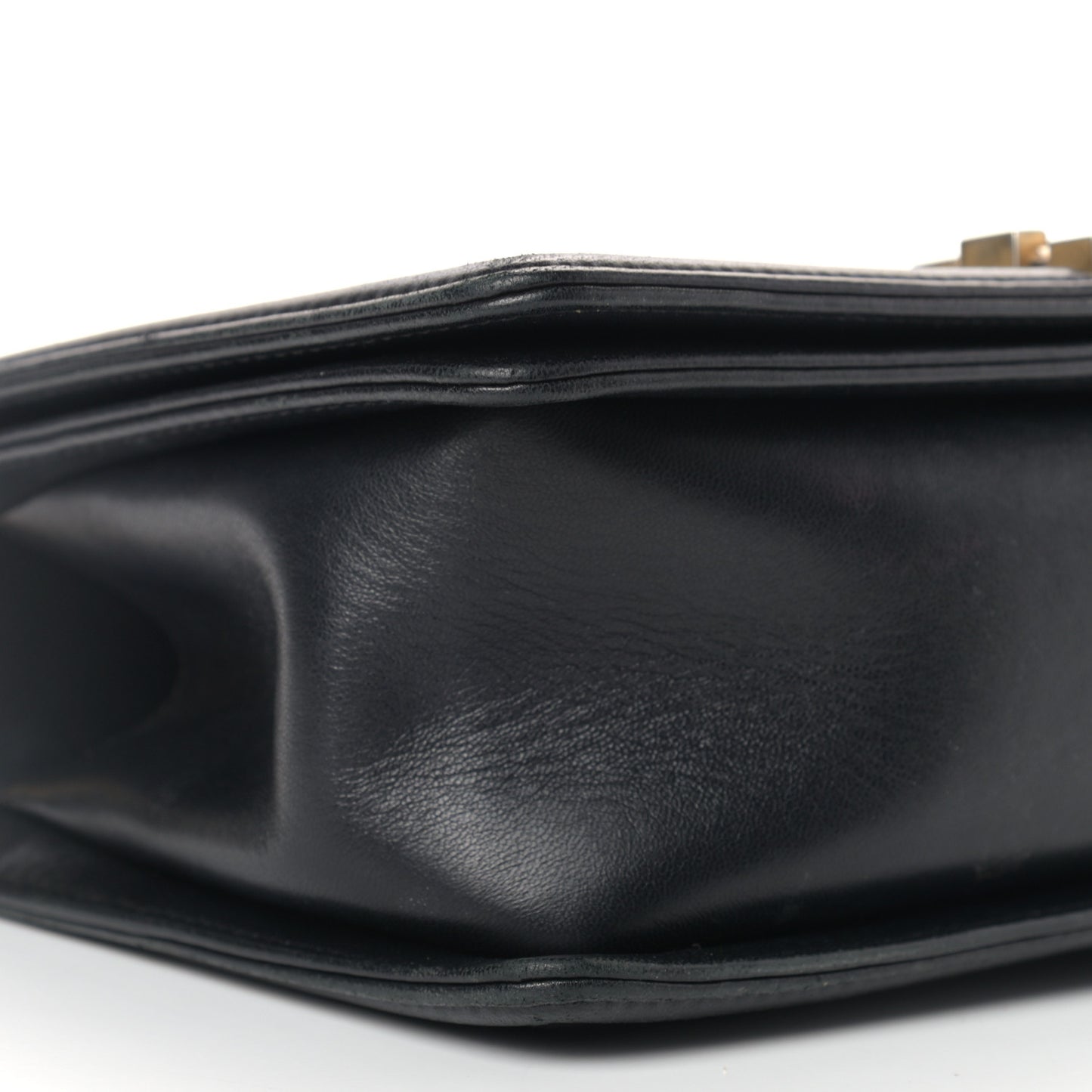 Calfskin Chevron Quilted Medium Boy Flap Black