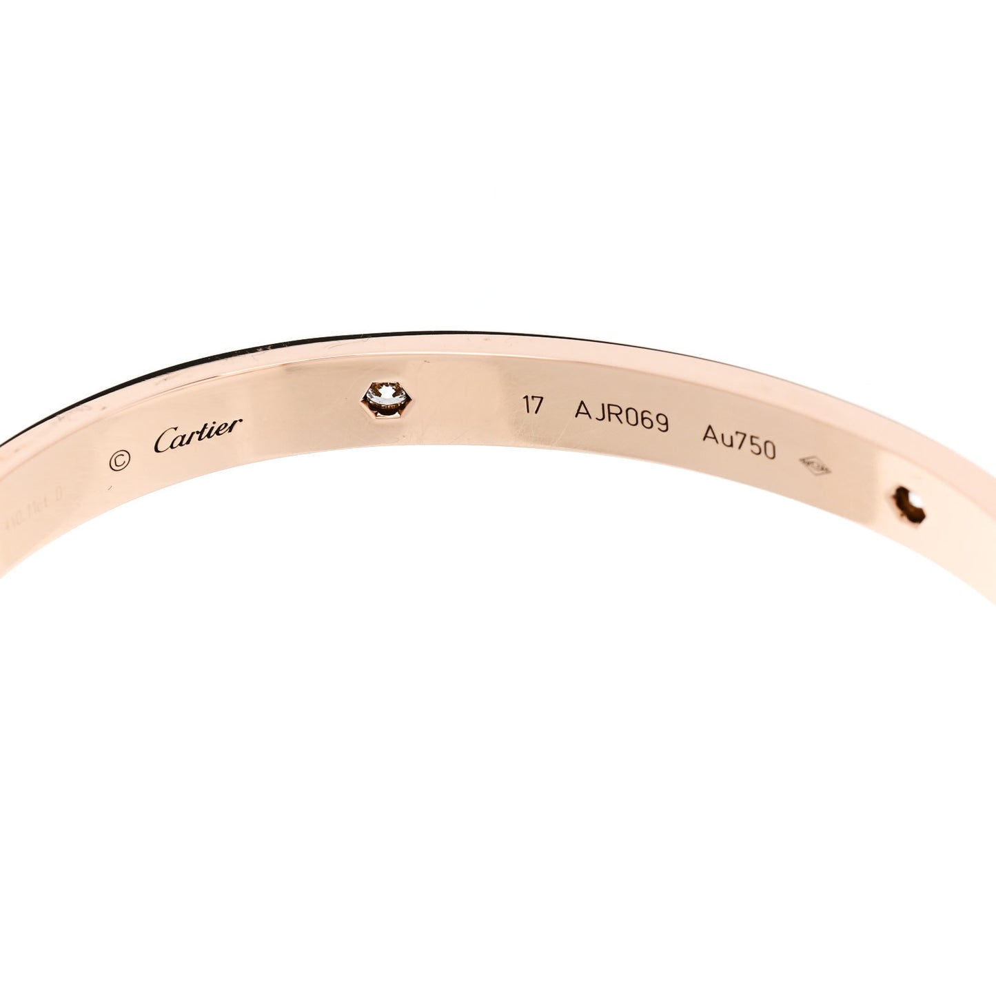 18K Pink Gold 4 Diamond LOVE Bracelet 17