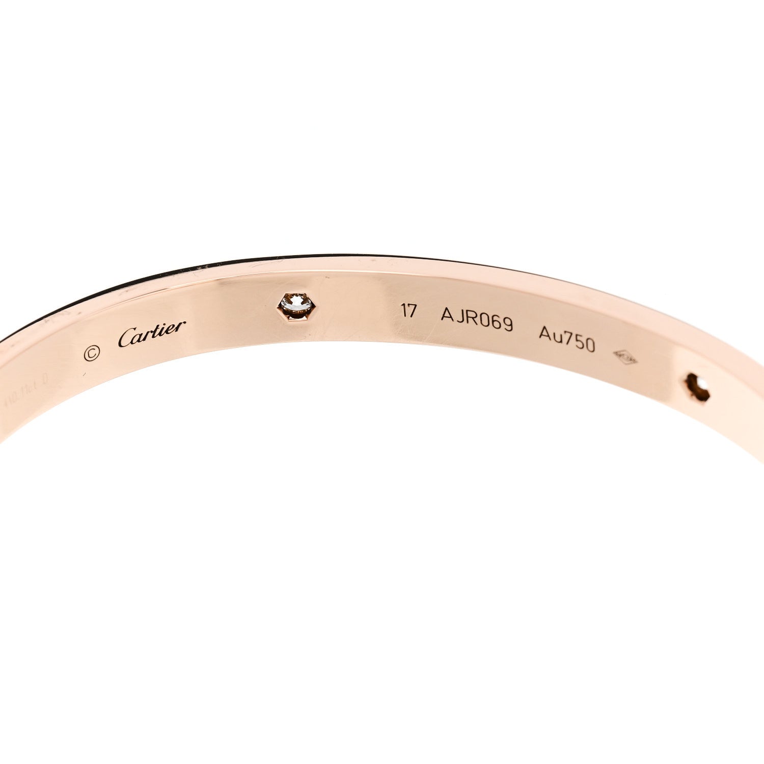 Cartier 18K Pink Gold 4 Diamond LOVE Bracelet 17 6 of 8