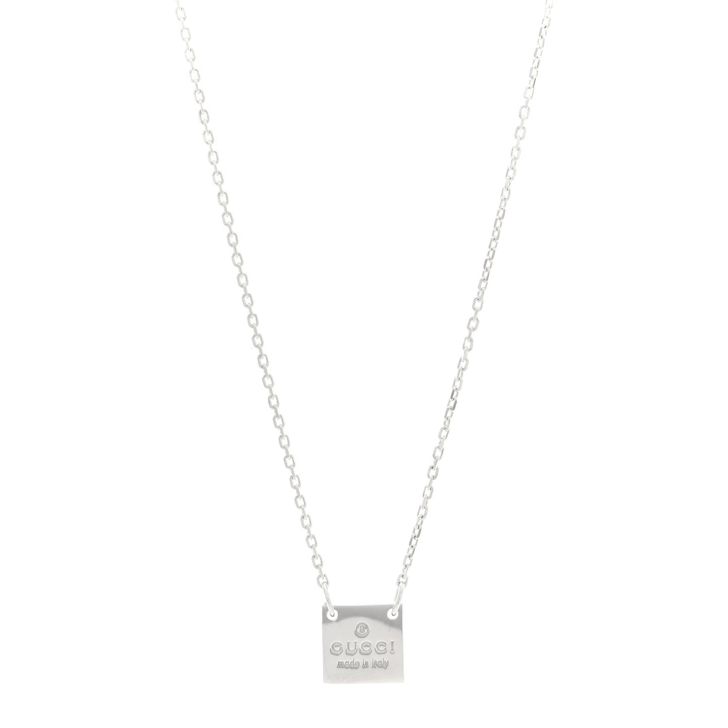 Sterling Silver Trademark Logo Square Pendant Necklace