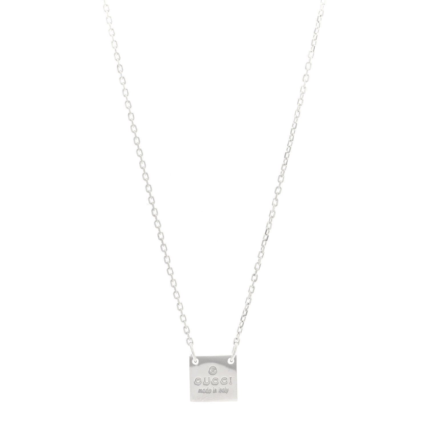 Gucci Sterling Silver Trademark Logo Square Pendant Necklace 1 of 4