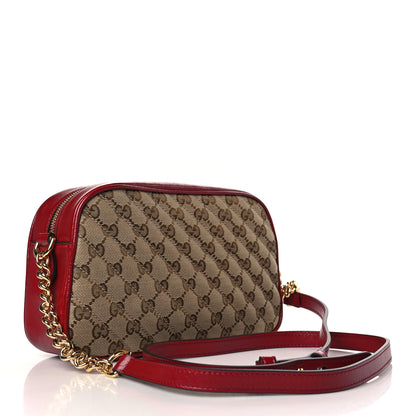 Gucci Monogram Azalea Calfskin Matelasse Diagonal Small GG Marmont Chain Shoulder Bag Beige Ebony New Cherry Red 3 of 10