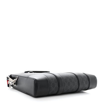 Gucci GG Supreme Monogram Appia Calfskin Web Briefcase Black 4 of 9