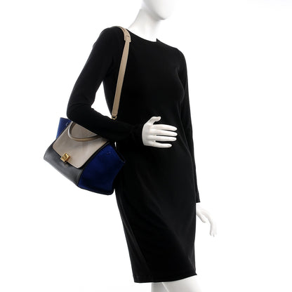 Celine Textured Calfskin Suede Small Tri-Color Trapeze Sand 2 of 9