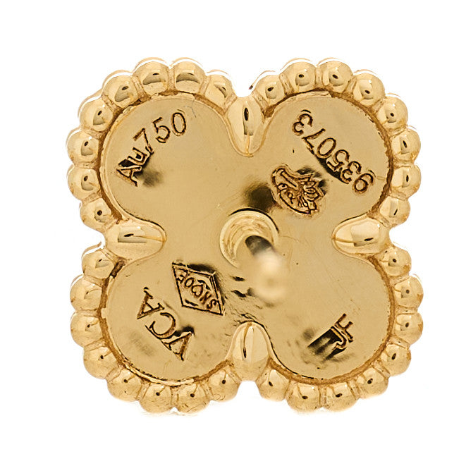 Van Cleef & Arpels 18K Yellow Gold Mother of Pearl Sweet Alhambra Earrings 4 of 5