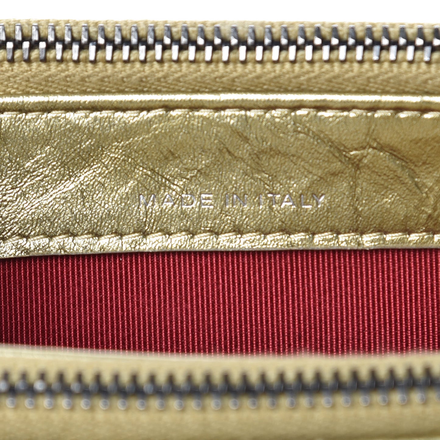 Metallic Aged Calfskin Quilted Small Gabrielle Clutch With Chain Gold