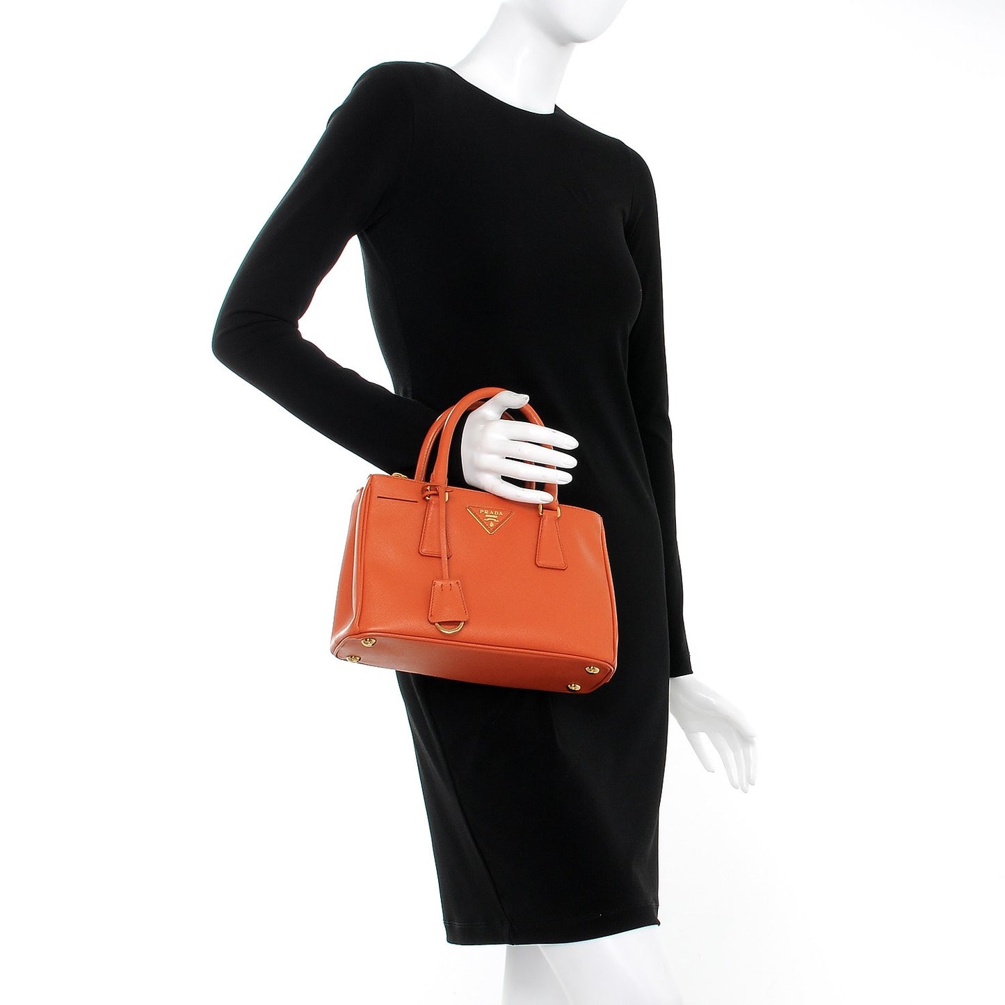 Saffiano Lux Galleria Double Zip Tote Papaya