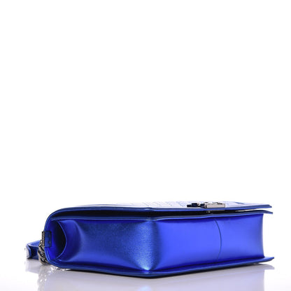 Chanel Metallic Patent Quilted Large Boy Flap Blue 4 of 10