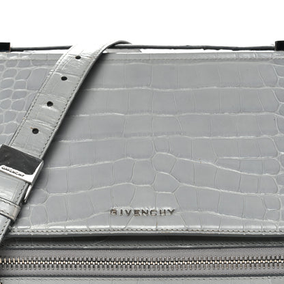 Givenchy Calfskin Crocodile Embossed Medium Pandora Box Crossbody Bag Grey 8 of 15