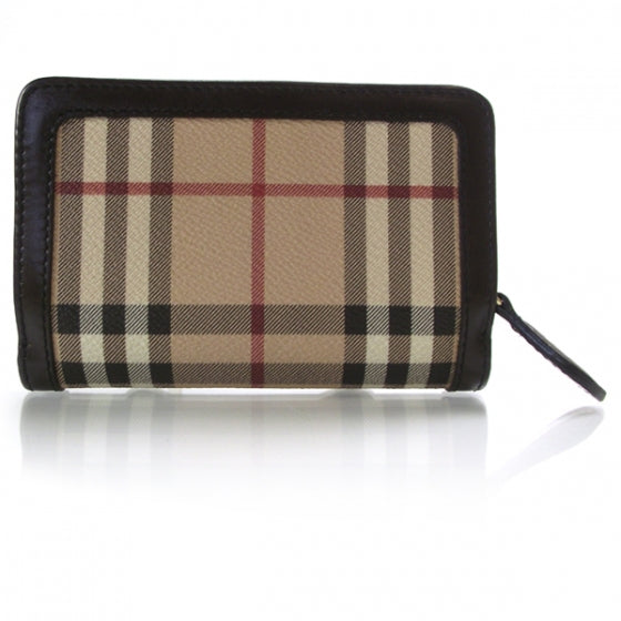 Haymarket Check Compact Zip Wallet Chocolate