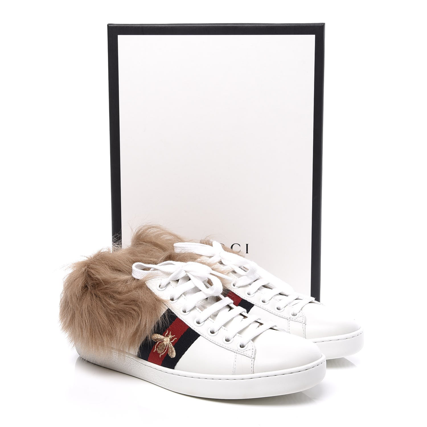 Gucci Calfskin Wool Web Bee Embroidered Womens Ace Sneakers 36 White 10 of 10