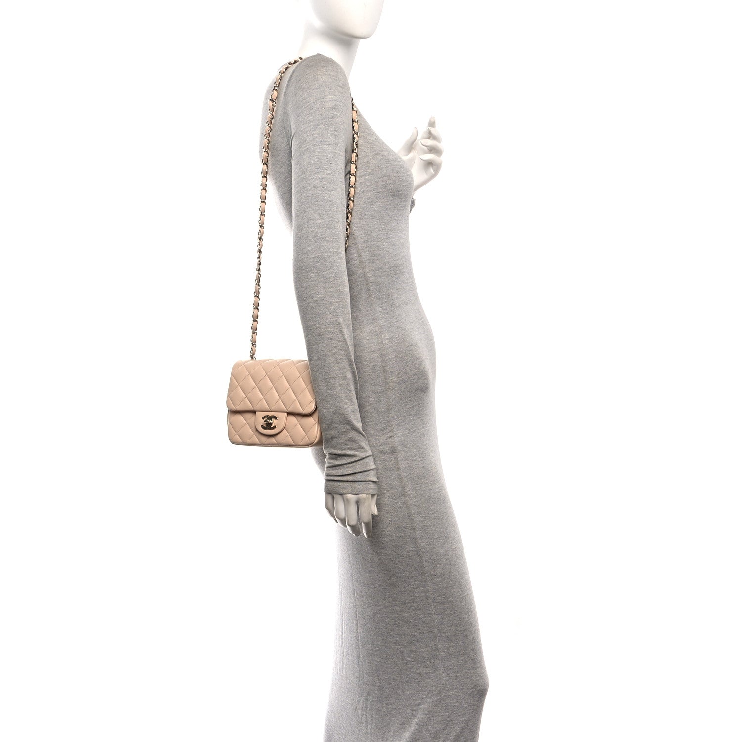 Chanel Lambskin Quilted Mini Square Flap Beige 2 of 10