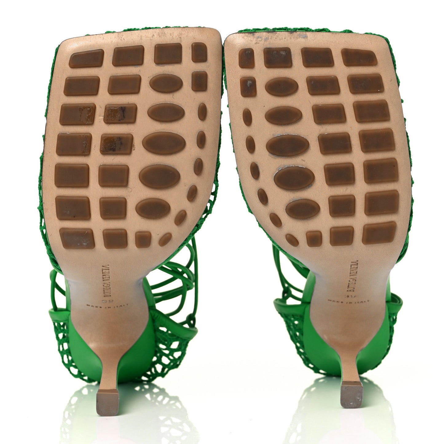 Mesh Nappa Stretch Ankle Tie 90mm Sandals 39 Grass
