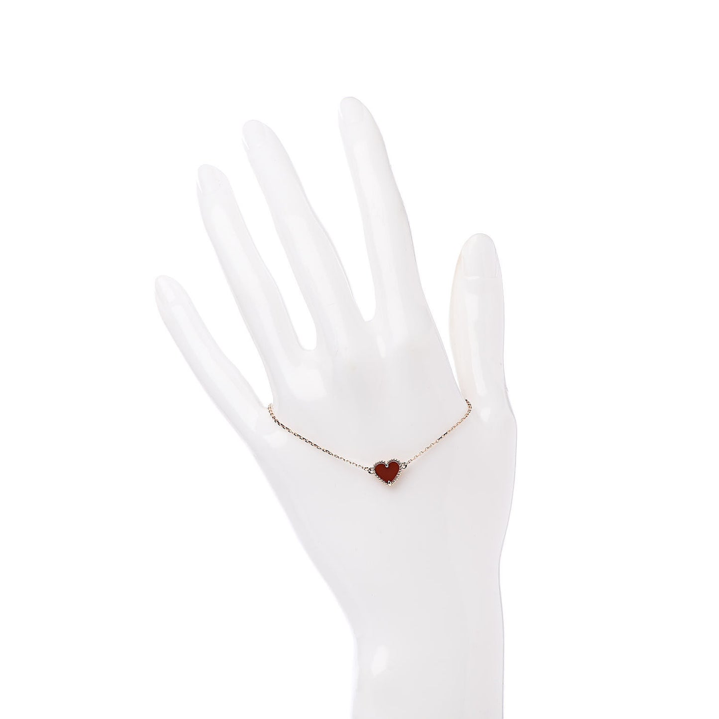 18K Rose Gold Carnelian Sweet Alhambra Heart Bracelet