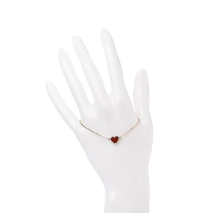 Van Cleef & Arpels 18K Rose Gold Carnelian Sweet Alhambra Heart Bracelet 2 of 7