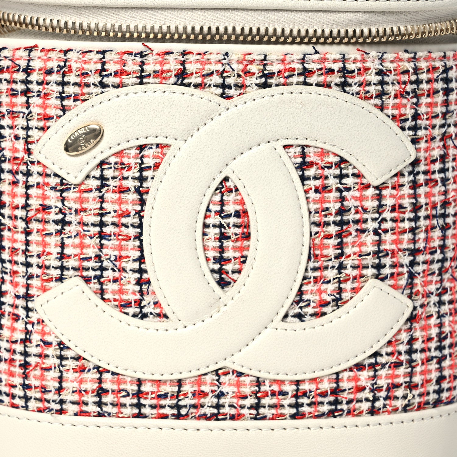 Chanel Tweed Lambskin Timeless Vanity Cosmetic Case White 8 of 12