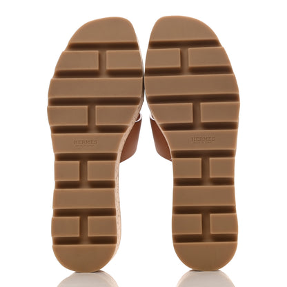 Hermes Calfskin Cork Eze 30 Sandals 37 Marron Glaise 5 of 10