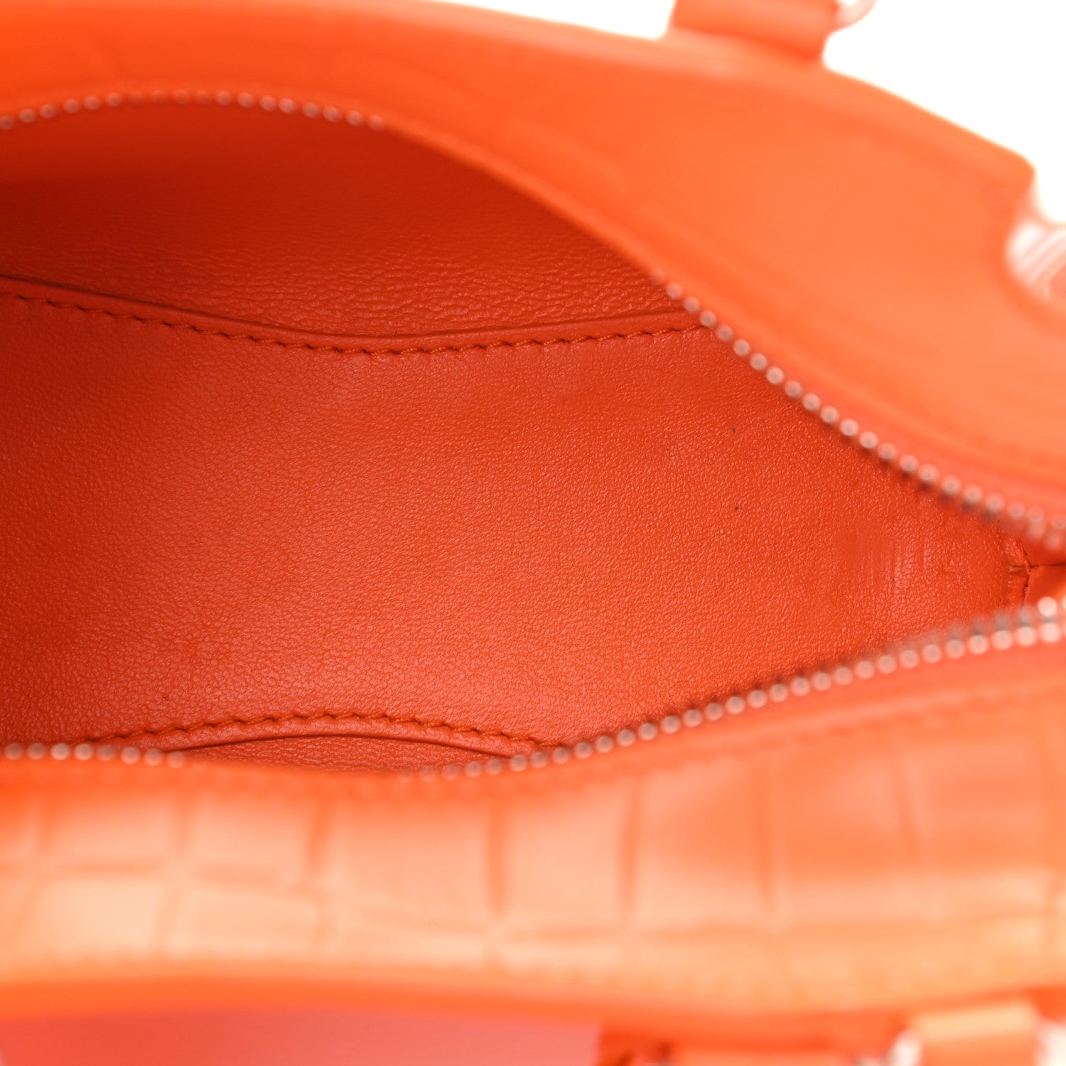 Balenciaga Semi Shiny Calfskin Crocodile Embossed Neo Classic Silver Hardware Nano City Crossbody Orange 5 of 8