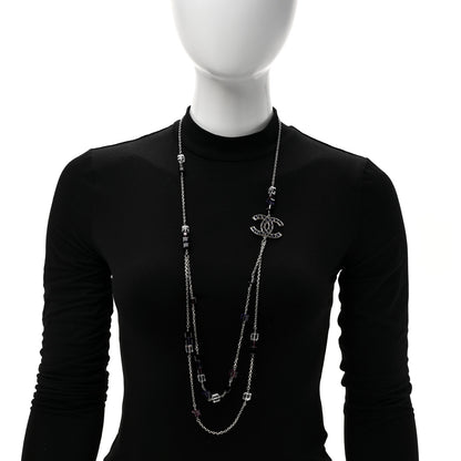 Chanel Ruthenium Baguette Crystal CC Necklace Purple 2 of 6