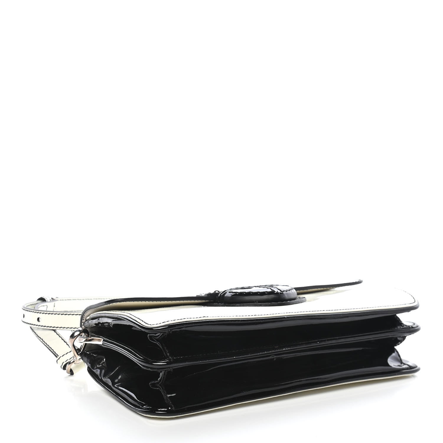 Prada Vernice Crossbody Bag White Black 4 of 10
