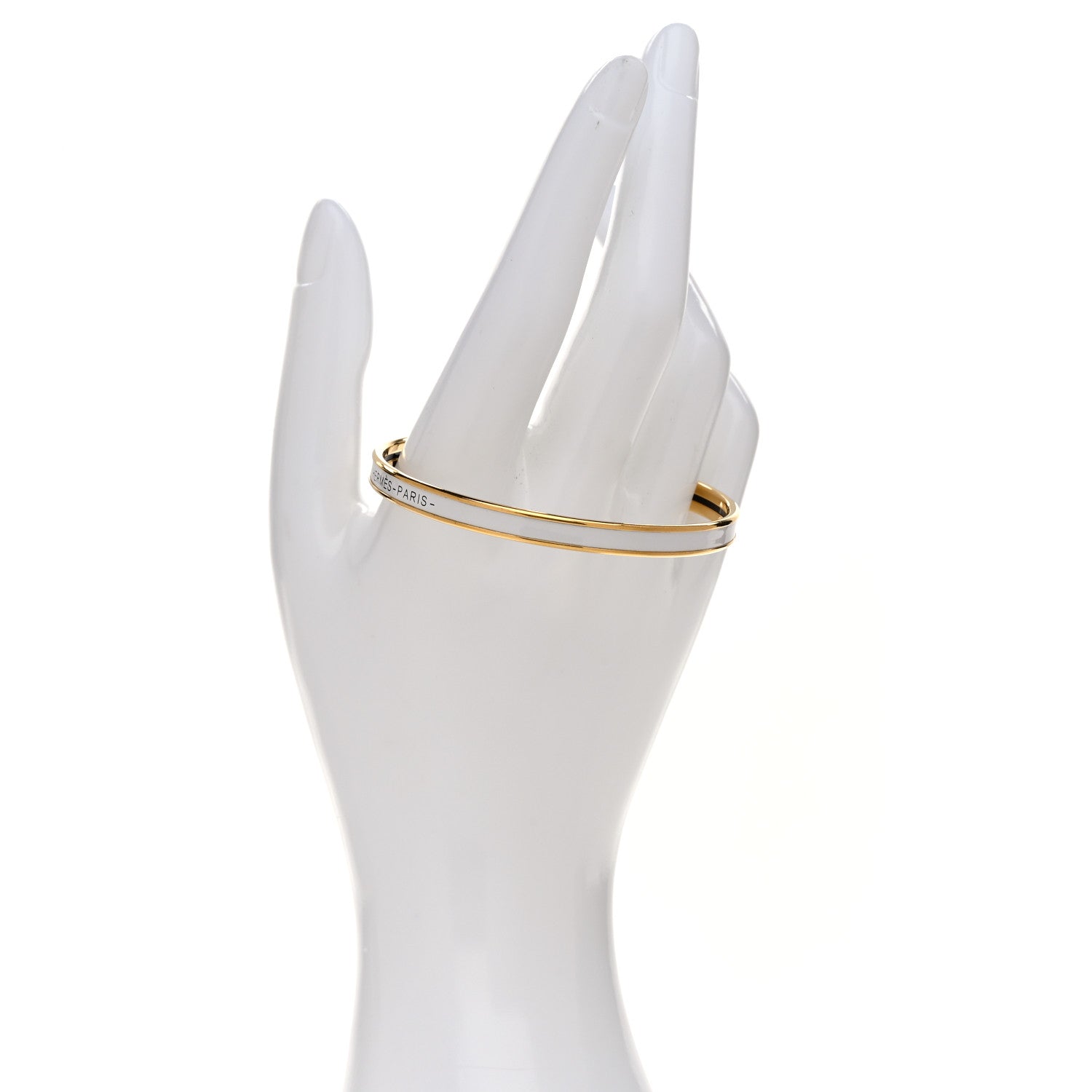 Hermes Enamel Printed Extra Narrow Uni Bracelet 62 White 2 of 6