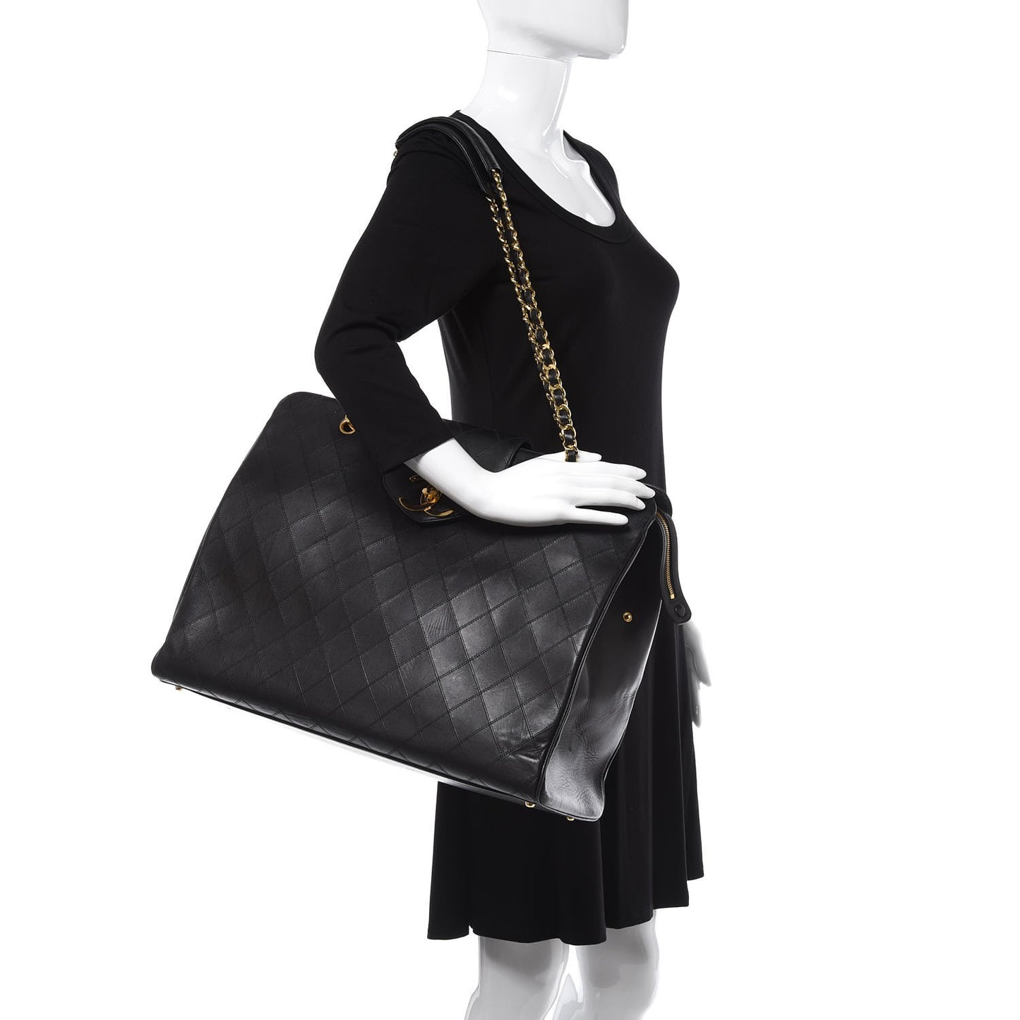 Calfskin Stitched XL Weekender Black