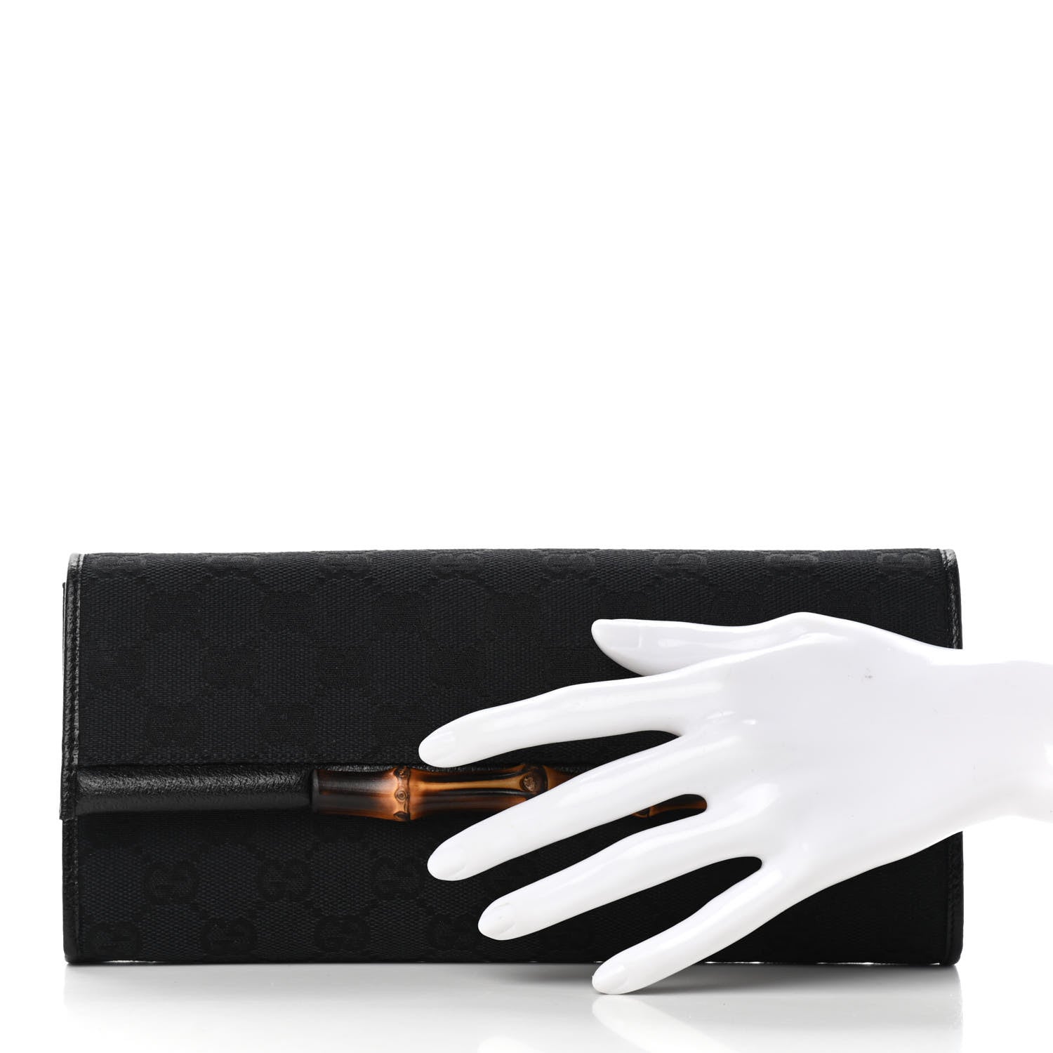 Gucci Monogram Bamboo Bar Clutch Black 5 of 12
