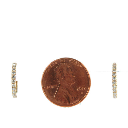 Tiffany 18K Yellow Gold Diamond Small Metro Hoop Earrings 2 of 7