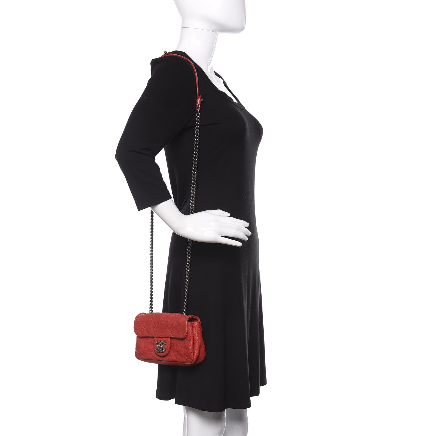Chanel Caviar Quilted Mini Simply CC Flap Red 2 of 10