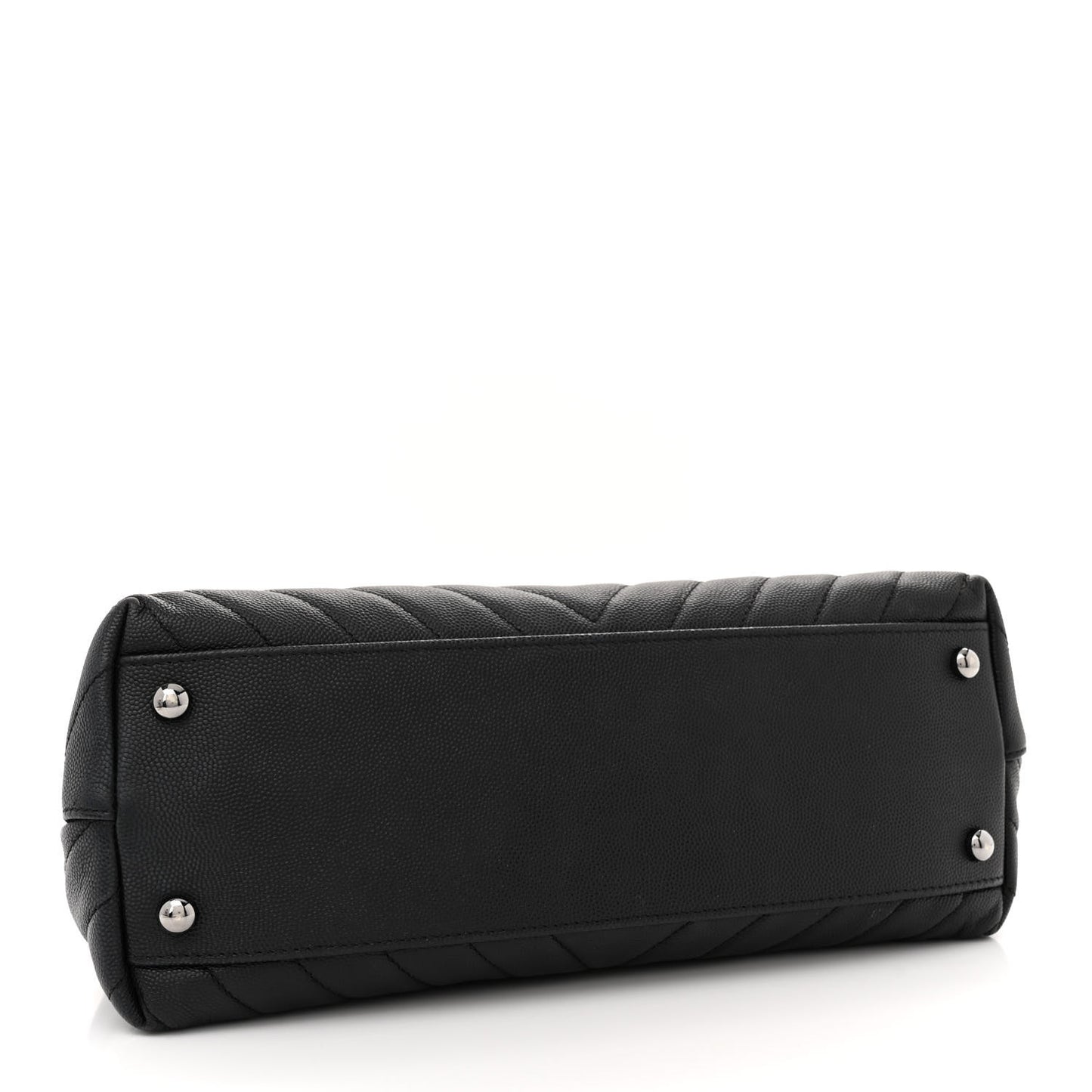 Caviar Chevron Quilted Small Coco Handle Flap Dark Grey