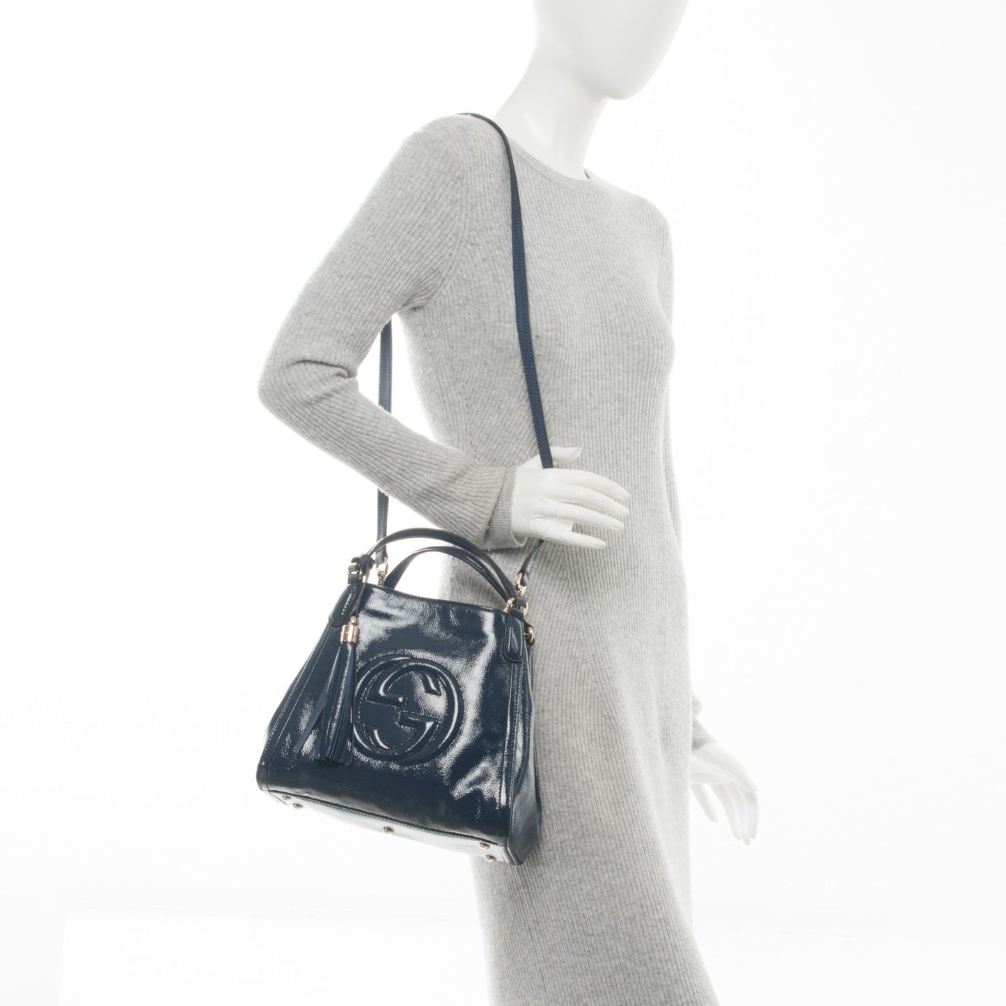 Vernice Naplack Small Soho Shoulder Bag Uniform Blue