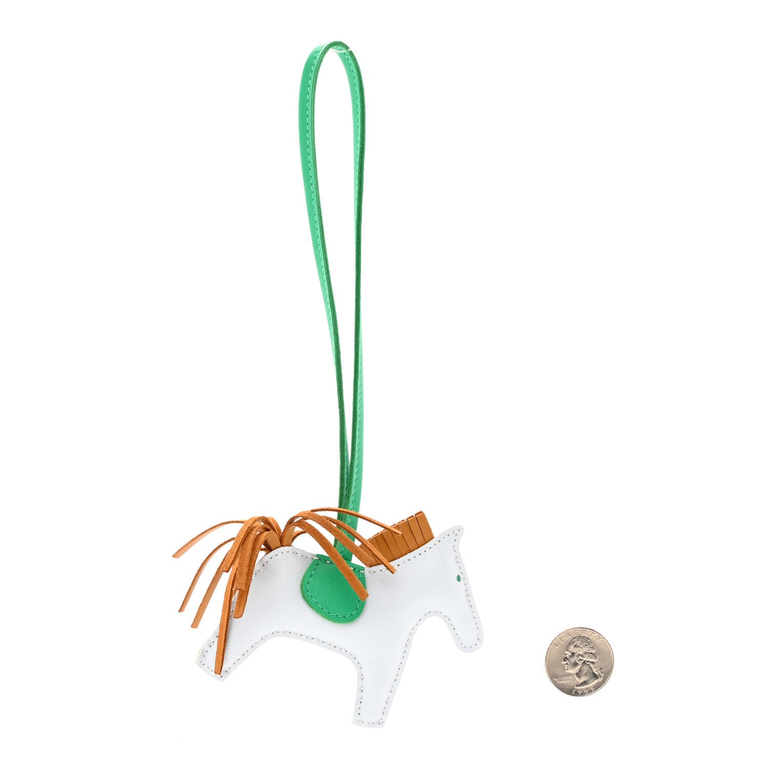 Hermes Milo Lambskin Grigri Rodeo Horse Bag Charm PM Bleu Brume Sesame Menthe 2 of 5