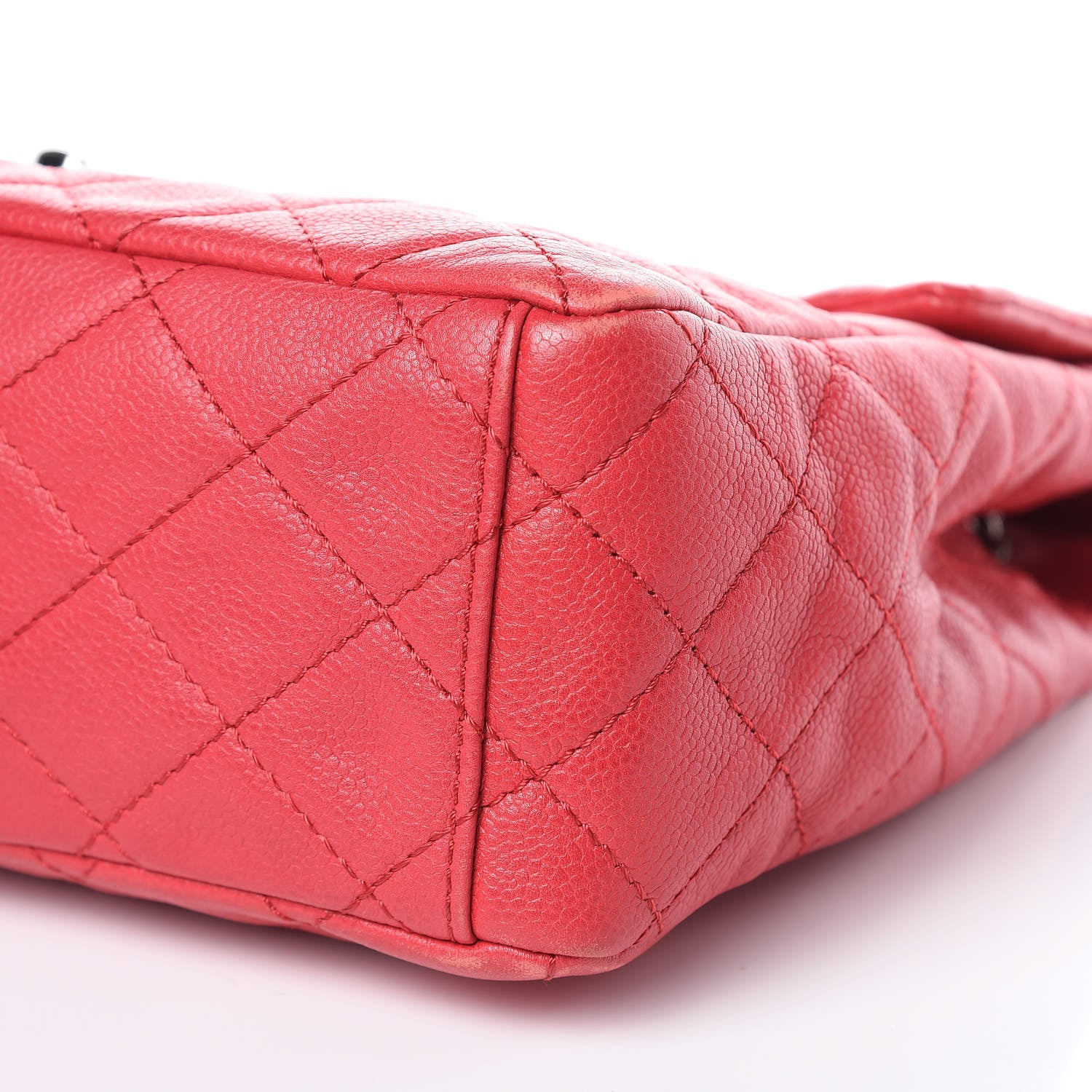 Chanel Washed Caviar Quilted Maxi Single Flap Fuchsia 10 of 13