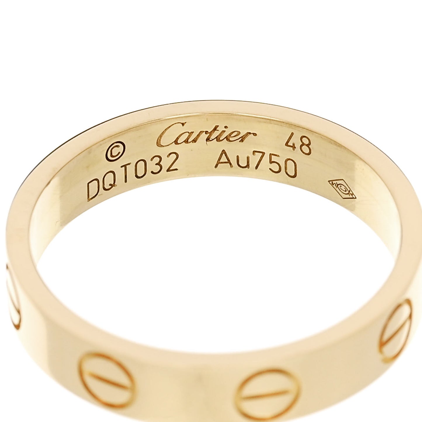 18K Yellow Gold 3.5mm LOVE Wedding Band Ring 48 4.5