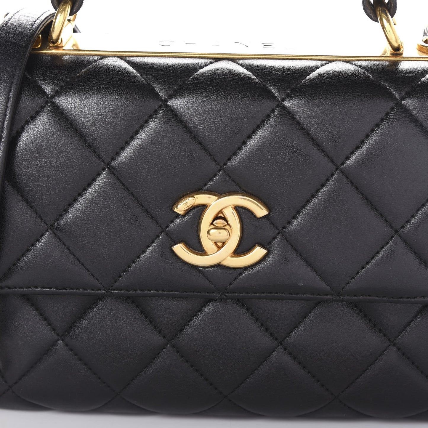 Lambskin Quilted Small Trendy CC Dual Handle Flap Bag Black